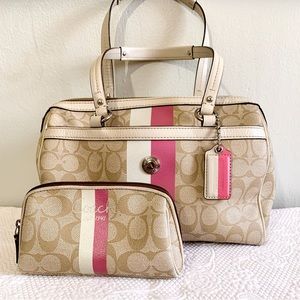 Coach Heritage Stripe Make Up Bag